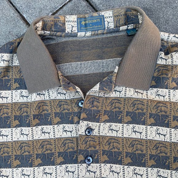Descente Pattern Polo Golf Shirt RARE pattern - Size L - Picture 3 of 8